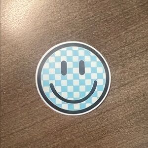 4/$10 Blue Checkered Smiley Face Sticker